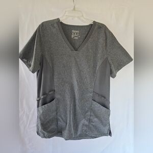 Hanes Charcoal V-Neck Scrub Top